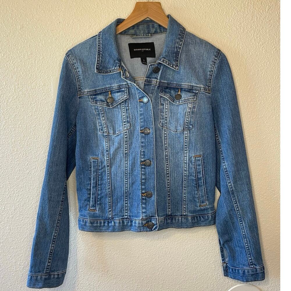 Banana Republic Medium Wash Y2K Boho Style Button Up Denim Jack Small - Picture 9 of 10